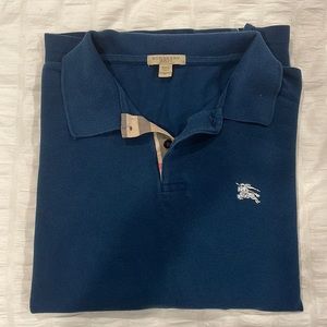 Burberry Blue Polo Long Sleeve Shirt